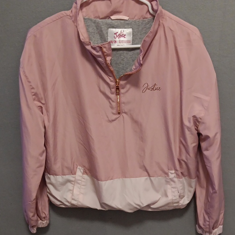 Justice Pink and White Bomber Jacket with Sporty Design